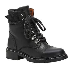 FRYE Womens Samantha Hiker Boots US 5.5 M EU 36 Black Leather EUC